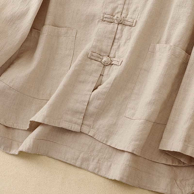 Buddha Stones Literary Artistic Chinese Knot Button Casual Cotton Linen Clothing - image 7
