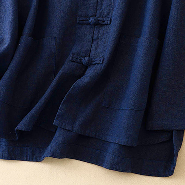 Buddha Stones Literary Artistic Chinese Knot Button Casual Cotton Linen Clothing - image 13