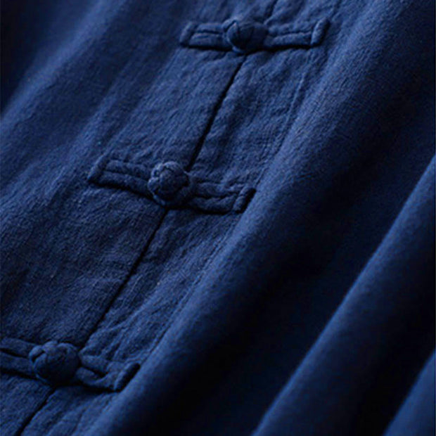 Buddha Stones Literary Artistic Chinese Knot Button Casual Cotton Linen Clothing - image 12