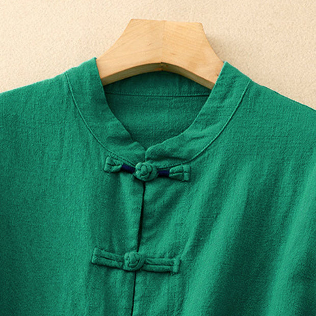 Buddha Stones Literary Artistic Chinese Knot Button Casual Cotton Linen Clothing - image 16