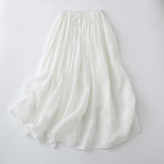 Buddha Stones Solid Lace Elastic Waist Cotton Women's Skirt - White - US8-10，UK/AU12-14，EU40-42 (2XL) - image 12