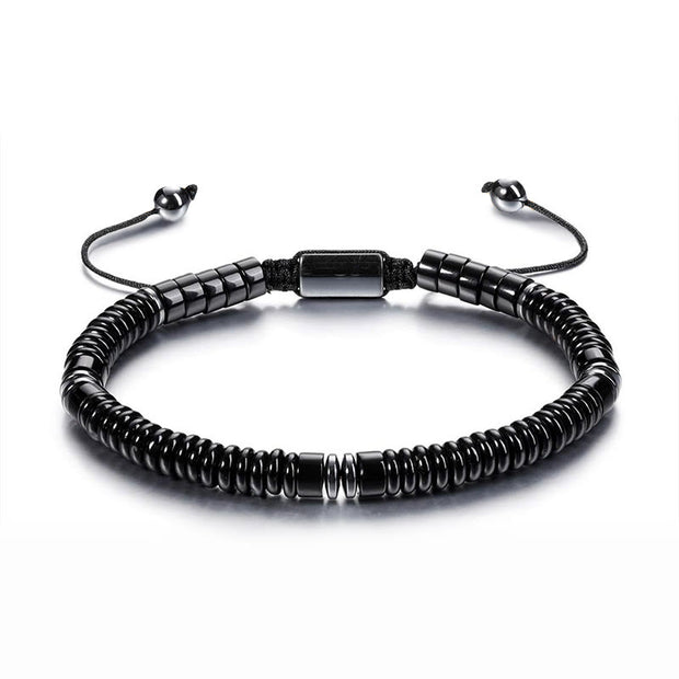 Buddha Stones Small Black Obsidian Green Aventurine Grey Jasper Tiger Eye Strength Rope Bracelet - Black Obsidian(Wrist Circumference: 15-20cm) - image 1