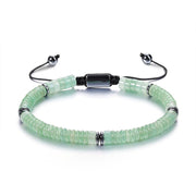 Buddha Stones Small Black Obsidian Green Aventurine Grey Jasper Tiger Eye Strength Rope Bracelet - Green Aventurine(Wrist Circumference: 15-20cm) - image 3
