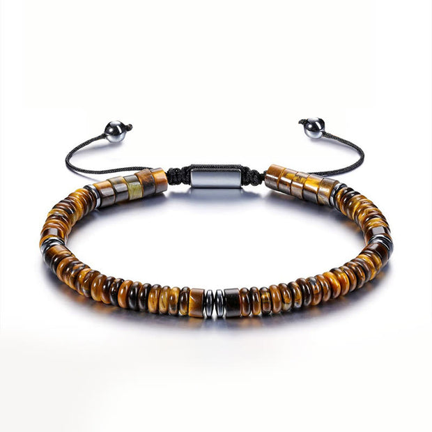 Buddha Stones Small Black Obsidian Green Aventurine Grey Jasper Tiger Eye Strength Rope Bracelet - Tiger Eye(Wrist Circumference: 15-20cm) - image 7