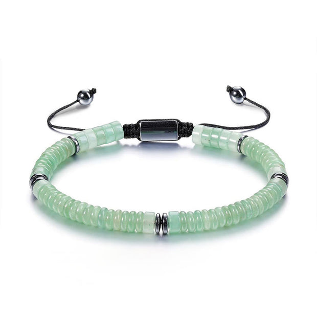 Buddha Stones Small Black Obsidian Green Aventurine Grey Jasper Tiger Eye Strength Rope Bracelet - Green Aventurine(Wrist Circumference: 15-20cm) - image 3