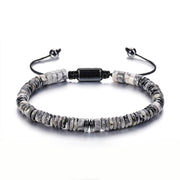 Buddha Stones Small Black Obsidian Green Aventurine Grey Jasper Tiger Eye Strength Rope Bracelet - Grey Jasper(Wrist Circumference: 15-20cm) - image 5