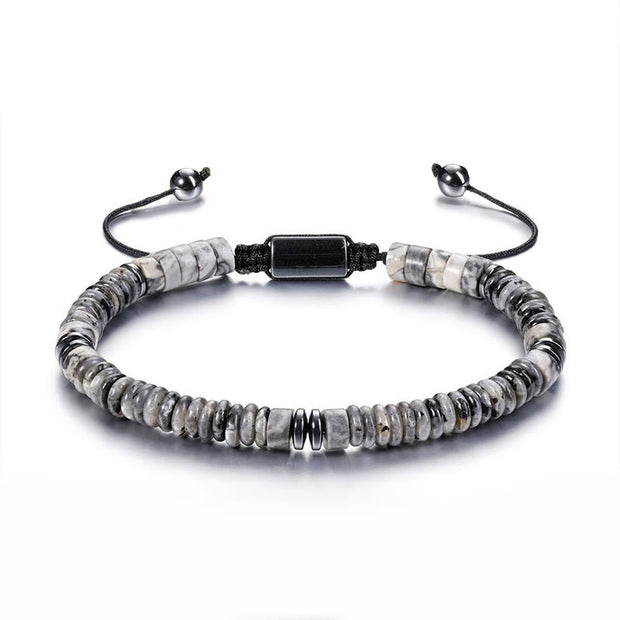 Buddha Stones Small Black Obsidian Green Aventurine Grey Jasper Tiger Eye Strength Rope Bracelet - Grey Jasper(Wrist Circumference: 15-20cm) - image 5