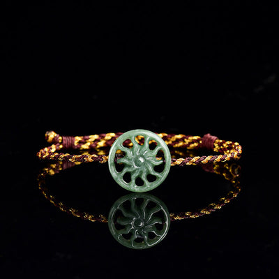 Buddha Stones Jade Sun Braided Rope Abundance Bracelet - Jade(Wrist Circumference 15-17cm) - image 1