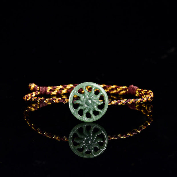 Buddha Stones Jade Sun Braided Rope Abundance Bracelet - Jade(Wrist Circumference 15-17cm) - image 1