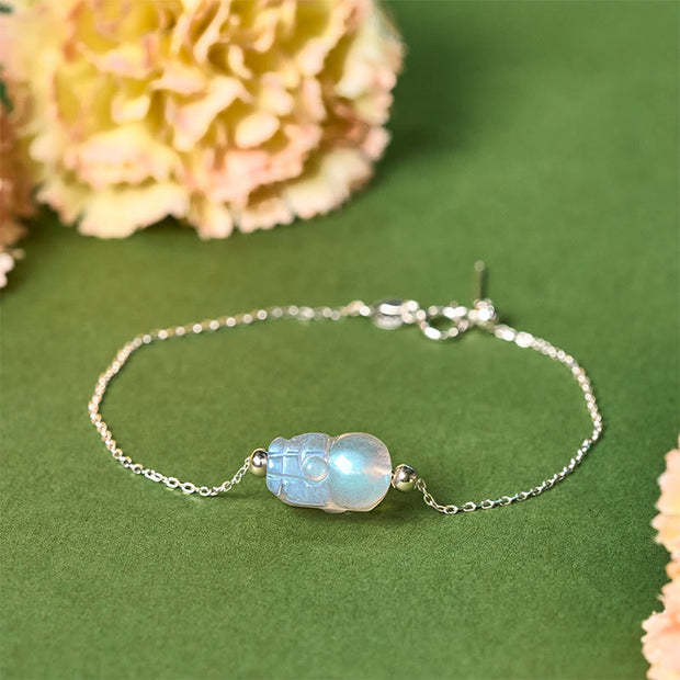 Buddha Stones 925 Sterling Silver Pixiu Moonstone Healing Bracelet - Moonstone(Wrist Circumference: 15.5-16cm) - image 1