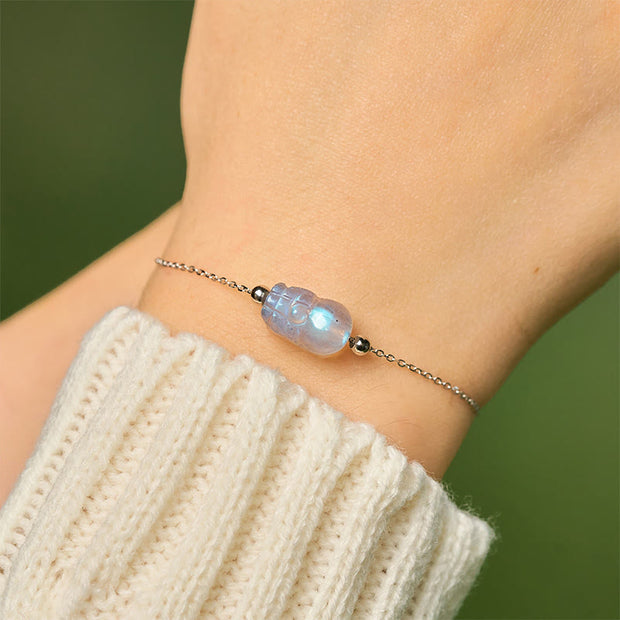 Buddha Stones 925 Sterling Silver Pixiu Moonstone Healing Bracelet - image 9