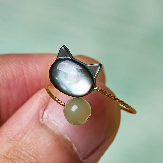 FREE Today: Blessing and Focus Save A Cat Black Tridacna Stone Adjustable Ring - image 3