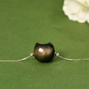 Buddha Stones 925 Sterling Silver Silver Sheen Obsidian Gold Sheen Obsidian Cat Soothing Bracelet - image 12