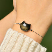 Buddha Stones 925 Sterling Silver Silver Sheen Obsidian Gold Sheen Obsidian Cat Soothing Bracelet - image 14