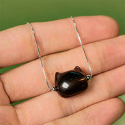 Buddha Stones 925 Sterling Silver Cat Natural Ice Obsidian Positive Bracelet - image 9
