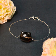 Buddha Stones 925 Sterling Silver Cat Natural Ice Obsidian Positive Bracelet - image 3