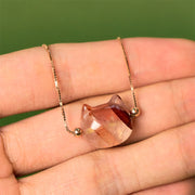 Buddha Stones 925 Sterling Silver Cat Head Natural Red Flower Quartz Protection Necklace Pendant - image 8