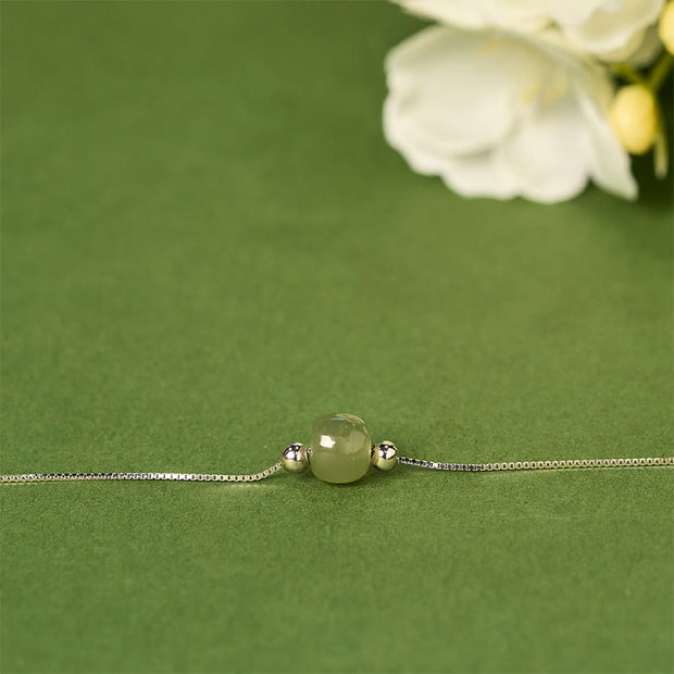 Buddha Stones 925 Sterling Silver Natural Jade Bead Abundance Chain Bracelet - image 12