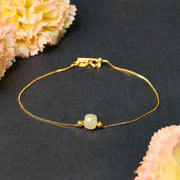 Buddha Stones 925 Sterling Silver Natural Jade Bead Abundance Chain Bracelet - Light Green Jade - 925 Sterling Silver Plated Gold Chain - image 14