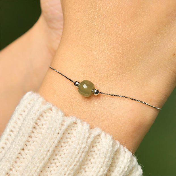 Buddha Stones 925 Sterling Silver Natural Jade Bead Abundance Chain Bracelet - image 5