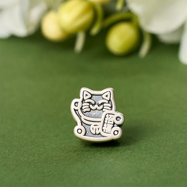 Buddha Stones 999 Sterling Silver Fortune Cat Protection 925 Sterling Silver Chain Necklace Pendant - image 7