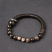 Buddha Stones Silver Sheen Obsidian Coconut Shell Protection Bracelet - Silver Sheen Obsidian & Coconut Shell(Wrist Circumference: 18-20cm) - image 1