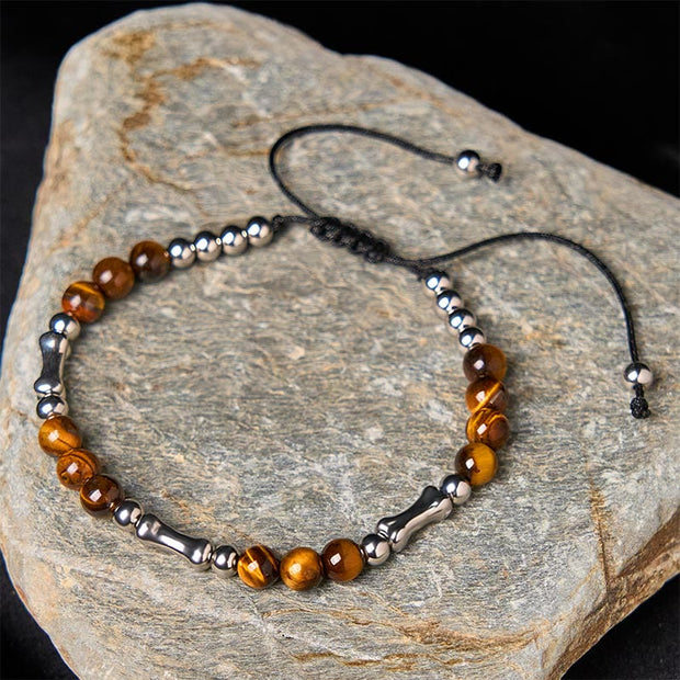 Buddha Stones Cute Bone Pattern Tiger Eye Courage Beads Bracelet - image 4