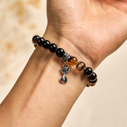 Buddha Stones Chocolate Siamese Cat Dark Brown Striped Agate Bead Protection Bracelet - image 5