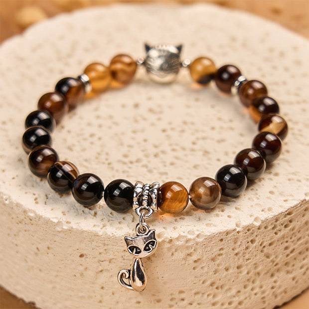 Buddha Stones Chocolate Siamese Cat Dark Brown Striped Agate Bead Protection Bracelet - image 4