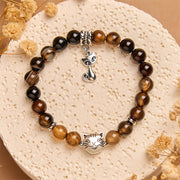 Buddha Stones Chocolate Siamese Cat Dark Brown Striped Agate Bead Protection Bracelet - image 3