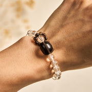 Buddha Stones Japanese Bobtail Cat Natural White Crystal Smoky Quartz Protection Bracelet - image 5