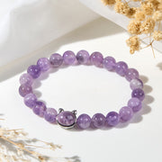 Buddha Stones Cute Cat Face Amethyst Relieves Stress Bracelet - image 4