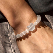 Buddha Stones Lovely Cat Head Pink Cat's Eye White Cat's Eye Spiritual Beads Bracelet - image 14