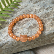 Buddha Stones Lovely Cat Head Pink Cat's Eye White Cat's Eye Spiritual Beads Bracelet - image 21