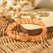 Buddha Stones Lovely Cat Head Pink Cat's Eye White Cat's Eye Spiritual Beads Bracelet - image 20