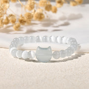 Buddha Stones Lovely Cat Head Pink Cat's Eye White Cat's Eye Spiritual Beads Bracelet - image 11