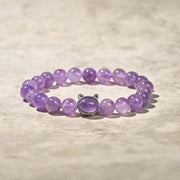 Buddha Stones Natural Amethyst Bead Cute Cat Healing Bracelet - image 4