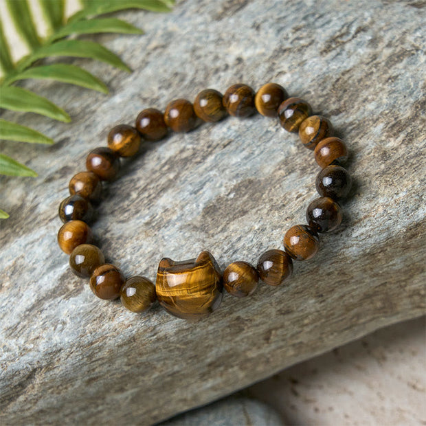 Buddha Stones Cute Cat Tiger Eye Power Beads Bracelet - image 6