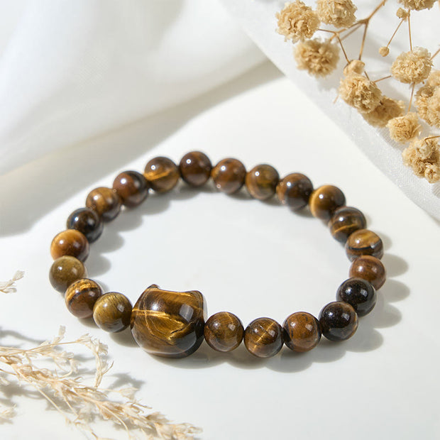 Buddha Stones Cute Cat Tiger Eye Power Beads Bracelet - image 4