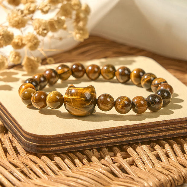 Buddha Stones Cute Cat Tiger Eye Power Beads Bracelet - image 2