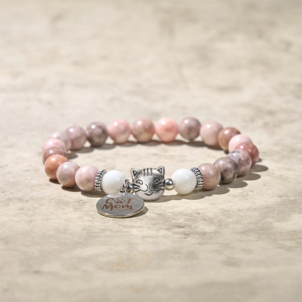 Buddha Stones Cat Head Design Zebra Jasper Protection Bracelet - image 3