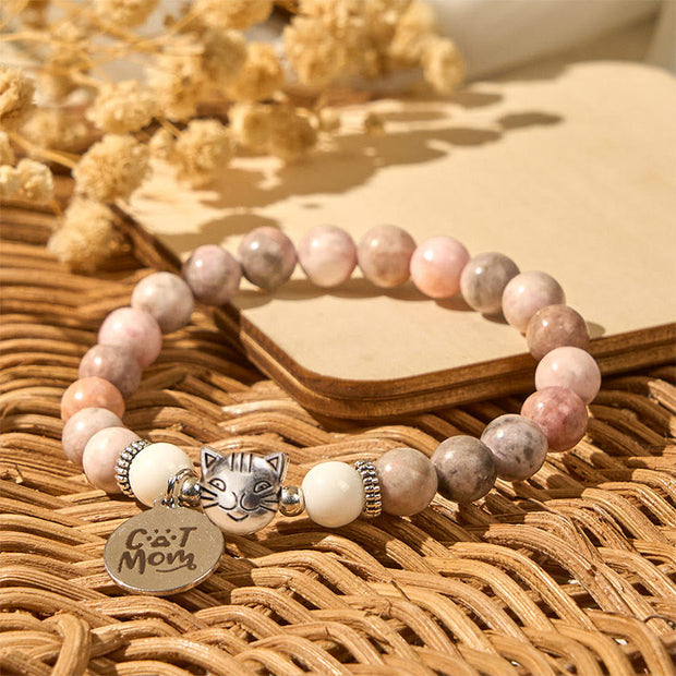 Buddha Stones Cat Head Design Zebra Jasper Protection Bracelet - image 5