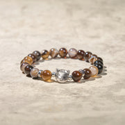 Buddha Stones Chocolate Siamese Cat Natural Brown Striped Agate Bead Stability Bracelet - image 4