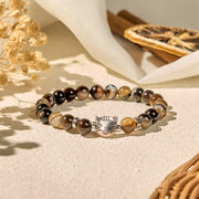 Buddha Stones Chocolate Siamese Cat Natural Brown Striped Agate Bead Stability Bracelet - image 5