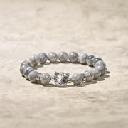 Buddha Stones Cute Cat Natural Grey Jasper Bead Healing Bracelet - image 5