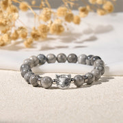 Buddha Stones Cute Cat Natural Grey Jasper Bead Healing Bracelet - image 2