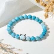 Buddha Stones Natural Cat Larimar Wisdom Beads Bracelet - Larimar(Wrist Circumference: 14-16cm) - image 1