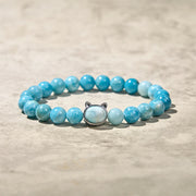 Buddha Stones Natural Cat Larimar Wisdom Beads Bracelet - image 7
