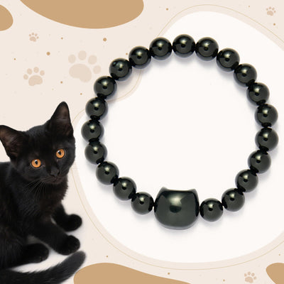 FREE Today: Protection and Fortune Handmade Save A Cat Black Onyx Bracelet - Black Onyx(Wrist Circumference: 14-16cm) - image 0