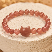 Buddha Stones Natural Strawberry Quartz Cat Healing Positive Bracelet - image 2
